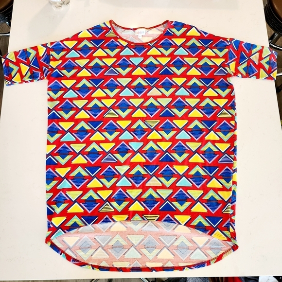 LulaRoe Colorful Multicolored Geometric Triangle Patterned Top Women's Medium M - Picture 1 of 5